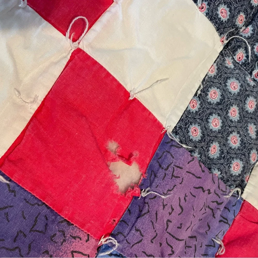 Handmade Patchwork Quilt - Red Multi